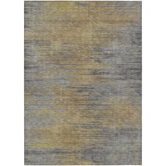 Brown Gold And Taupe Abstract Washable Indoor Outdoor Area Rug Photo 2
