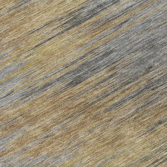 Brown Gold And Taupe Abstract Washable Indoor Outdoor Area Rug Photo 8