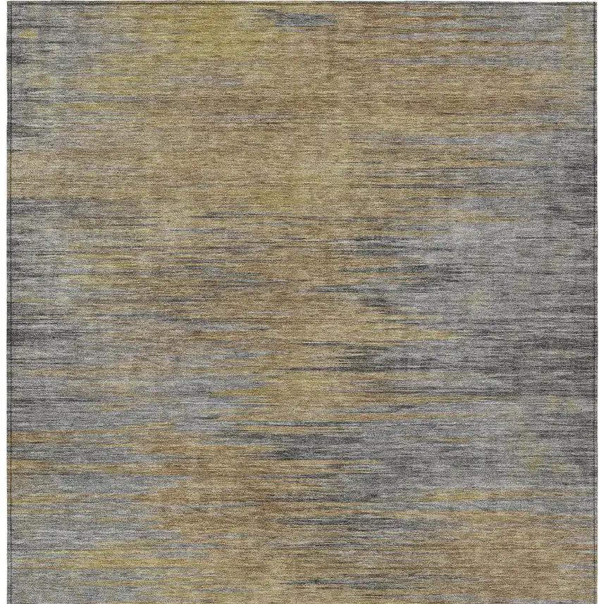 Brown Gold And Taupe Abstract Washable Indoor Outdoor Area Rug Photo 6