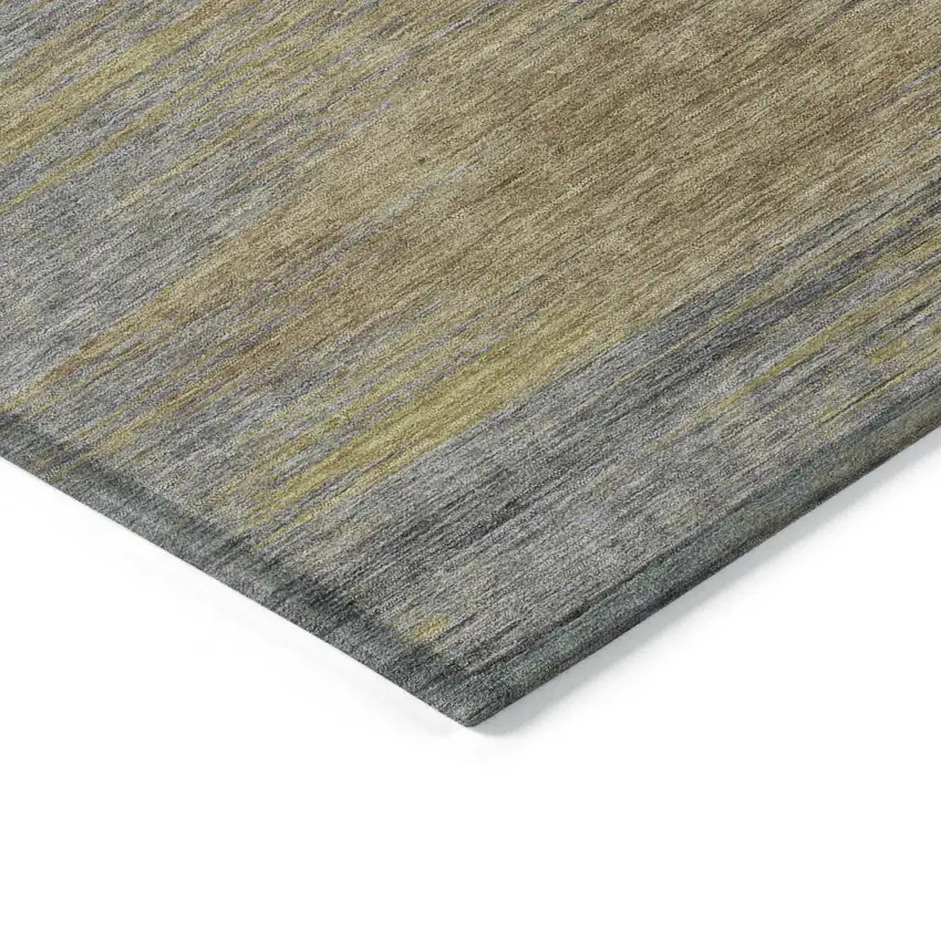 Brown Gold And Taupe Abstract Washable Indoor Outdoor Area Rug Photo 4