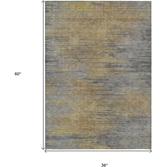 Brown Gold And Taupe Abstract Washable Indoor Outdoor Area Rug Photo 7