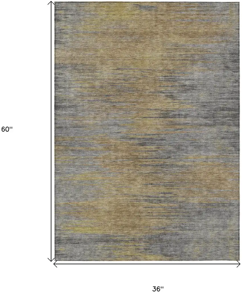 Brown Gold And Taupe Abstract Washable Indoor Outdoor Area Rug Photo 7