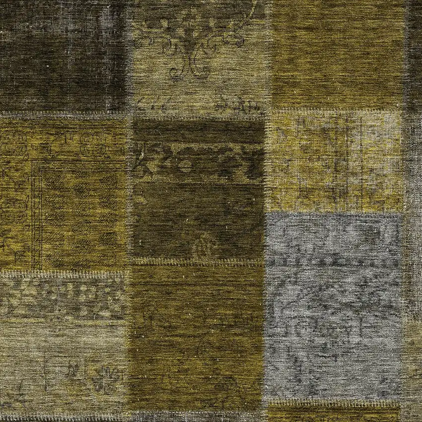 Brown Gold And Taupe Patchwork Washable Indoor Outdoor Area Rug Photo 5