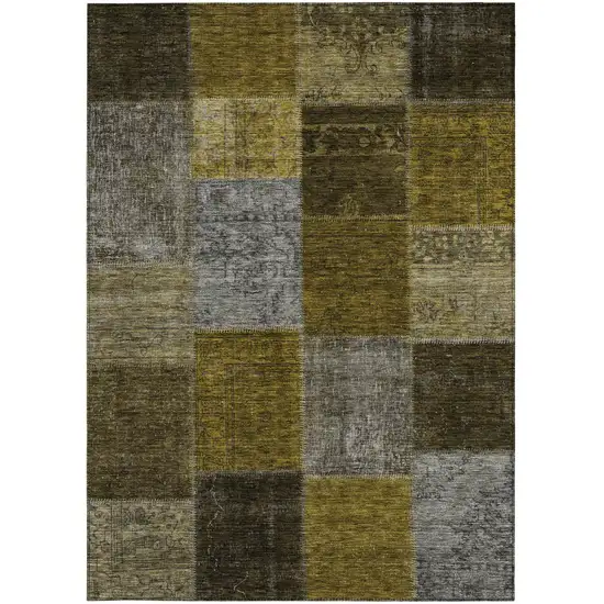 Brown Gold And Taupe Patchwork Washable Indoor Outdoor Area Rug Photo 6