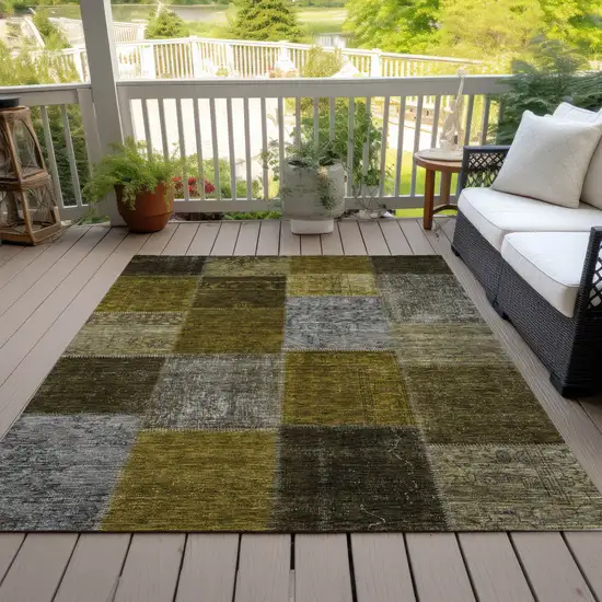 Brown Gold And Taupe Patchwork Washable Indoor Outdoor Area Rug Photo 7