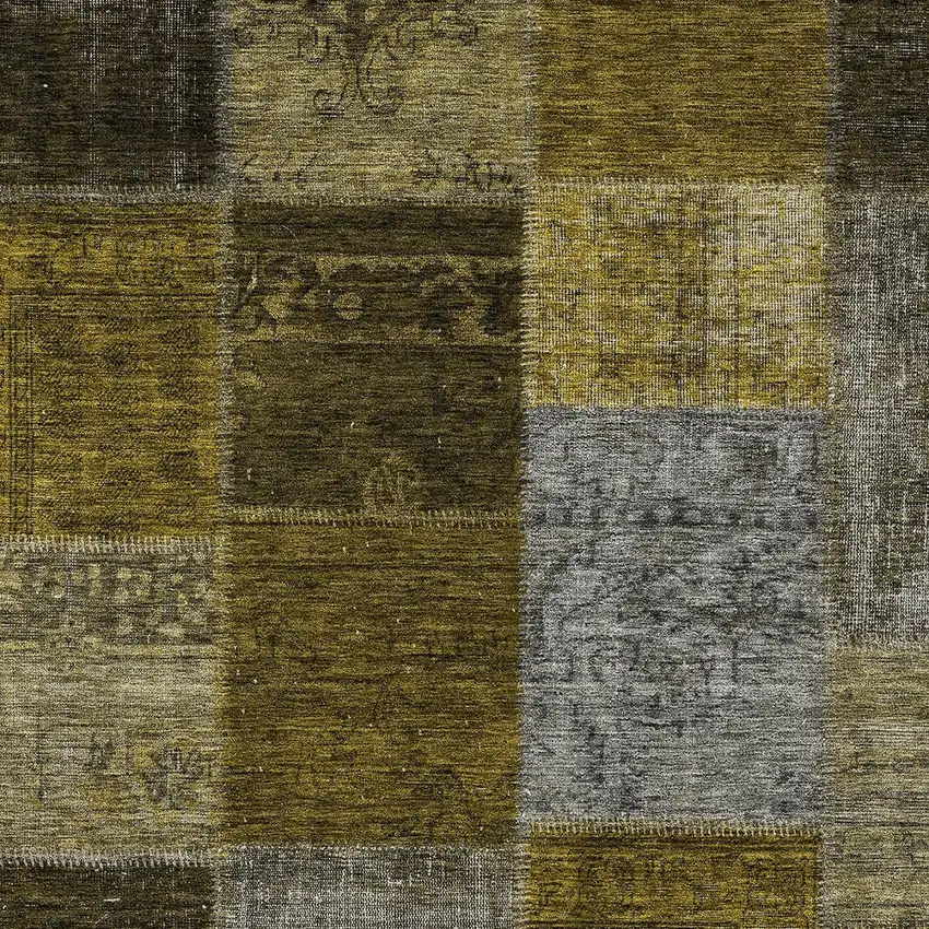 Brown Gold And Taupe Patchwork Washable Indoor Outdoor Area Rug Photo 5
