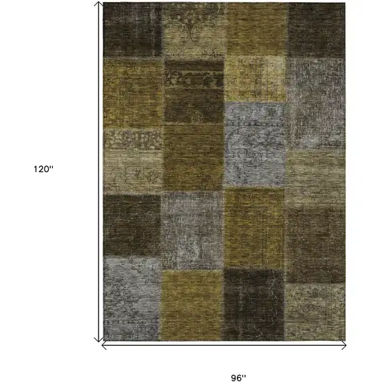 Brown Gold And Taupe Patchwork Washable Indoor Outdoor Area Rug Photo 3