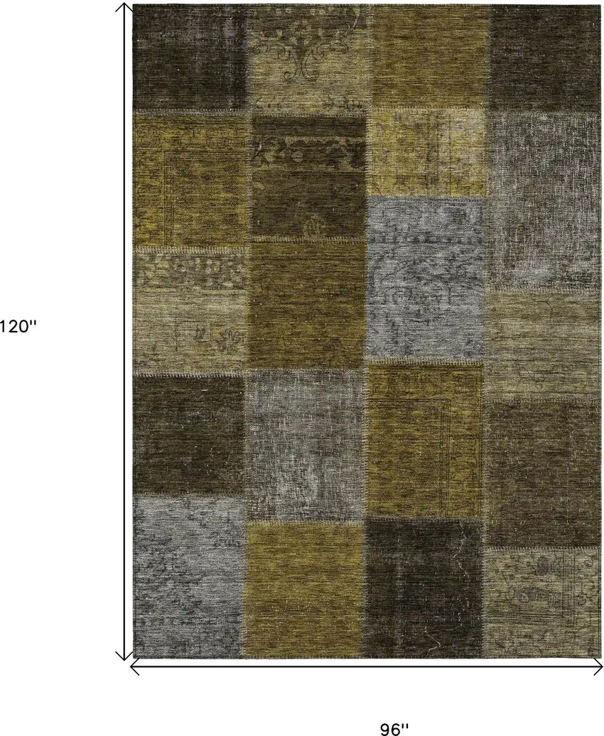 Brown Gold And Taupe Patchwork Washable Indoor Outdoor Area Rug Photo 3