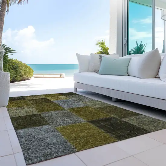 Brown Gold And Taupe Patchwork Washable Indoor Outdoor Area Rug Photo 9