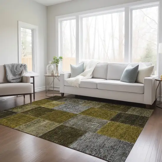 Brown Gold And Taupe Patchwork Washable Indoor Outdoor Area Rug Photo 9