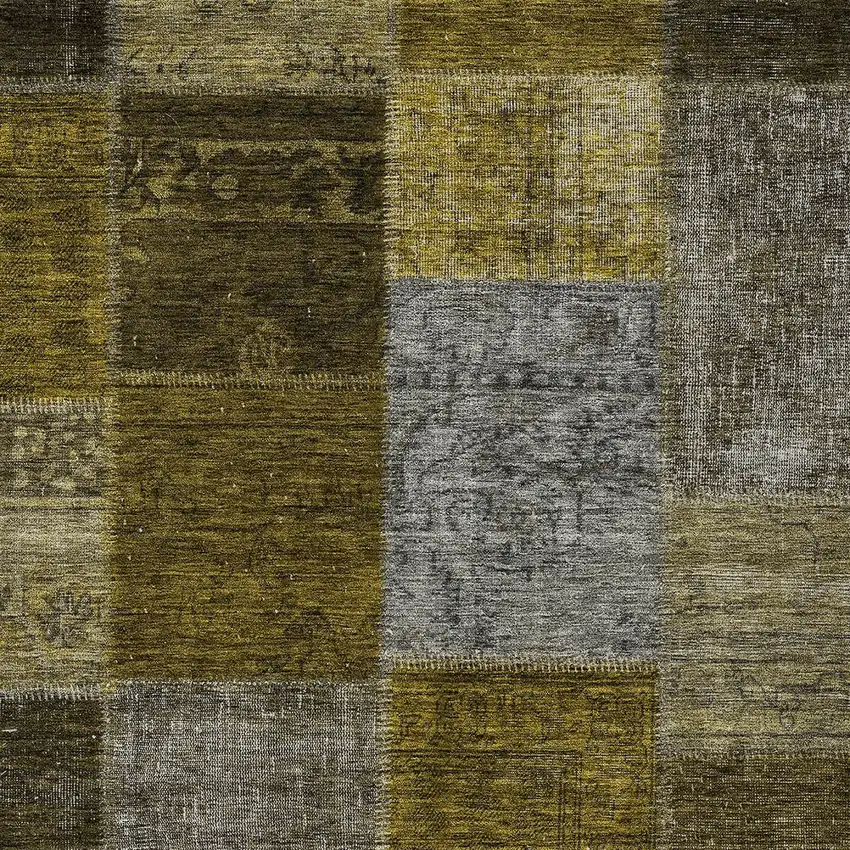Brown Gold And Taupe Patchwork Washable Indoor Outdoor Area Rug Photo 5
