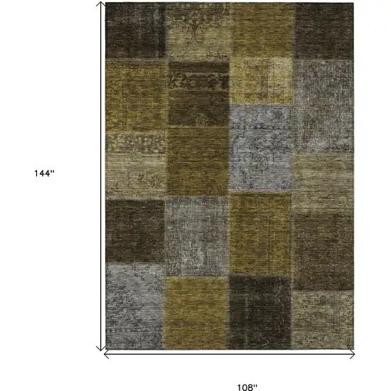 Brown Gold And Taupe Patchwork Washable Indoor Outdoor Area Rug Photo 3