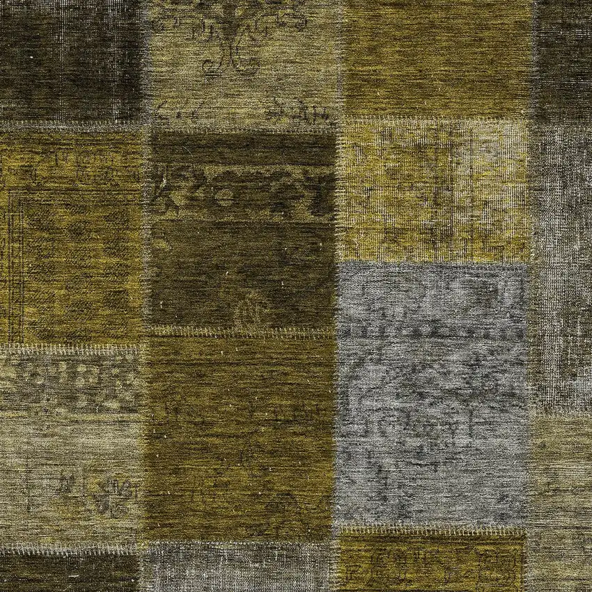Brown Gold And Taupe Patchwork Washable Indoor Outdoor Area Rug Photo 6