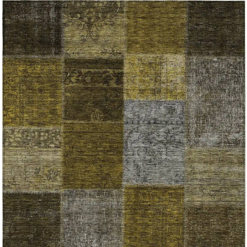 Brown Gold And Taupe Patchwork Washable Indoor Outdoor Area Rug Photo 7