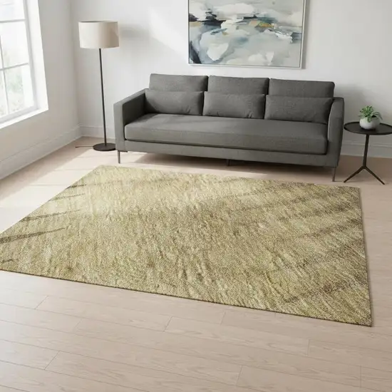 Brown Gold And Taupe Striped Washable Area Rug With UV Protection Photo 2