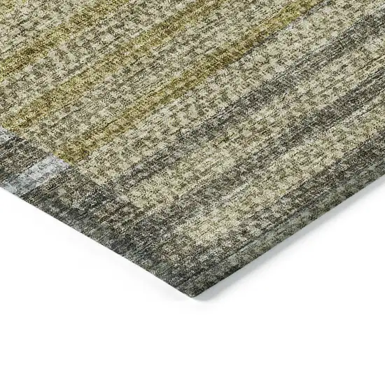 Brown Gold And Taupe Striped Washable Indoor Outdoor Area Rug Photo 4