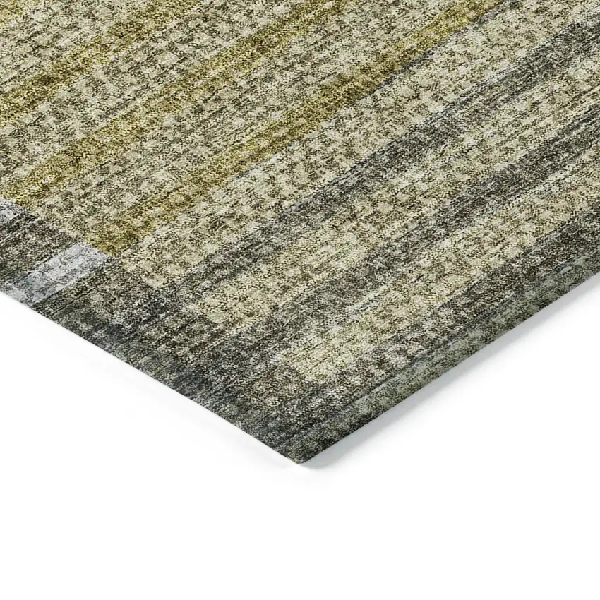 Brown Gold And Taupe Striped Washable Indoor Outdoor Area Rug Photo 4