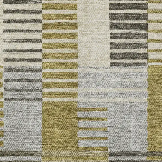 Brown Gold And Taupe Striped Washable Indoor Outdoor Area Rug Photo 5