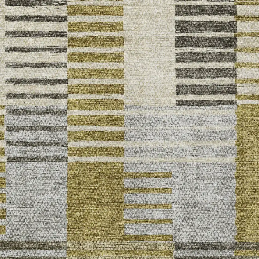 Brown Gold And Taupe Striped Washable Indoor Outdoor Area Rug Photo 5