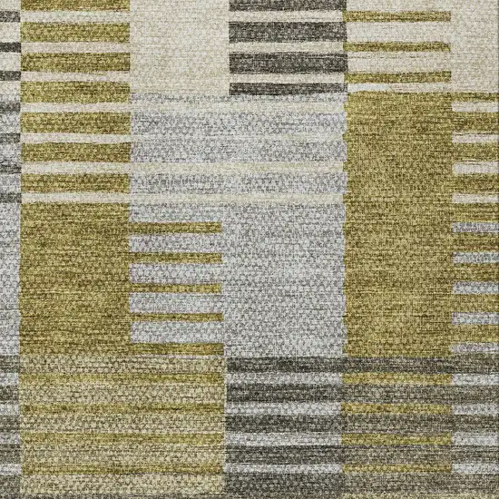Brown Gold And Taupe Striped Washable Indoor Outdoor Area Rug Photo 5