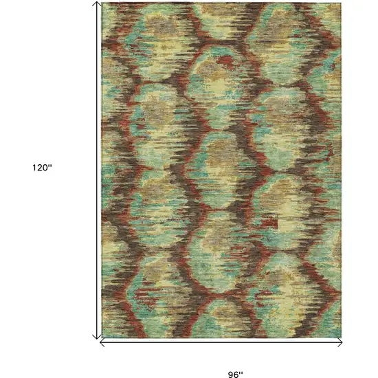 Brown Gold And Teal Blue Abstract Washable Indoor Outdoor Area Rug Photo 3
