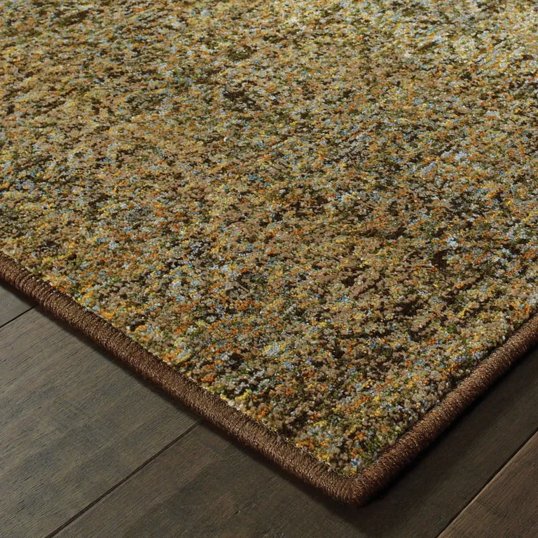 Brown Gold Rust Blue And Green Geometric Power Loom Stain Resistant Area Rug Photo 3
