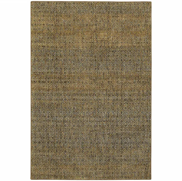 Brown Gold Rust Blue And Green Geometric Power Loom Stain Resistant Area Rug Photo 1