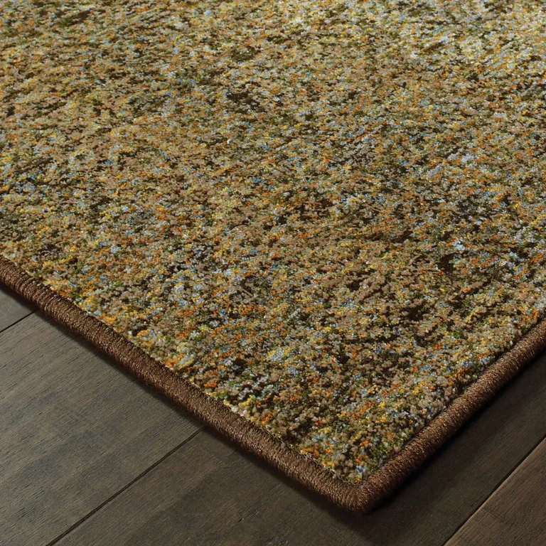 Brown Gold Rust Blue And Green Geometric Power Loom Stain Resistant Area Rug Photo 4