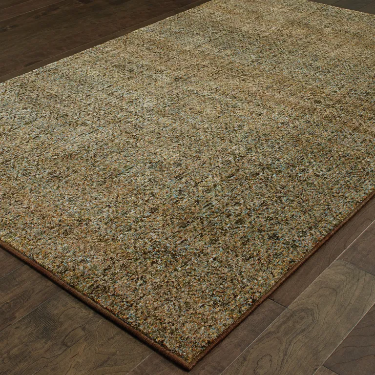 Brown Gold Rust Blue And Green Geometric Power Loom Stain Resistant Area Rug Photo 5