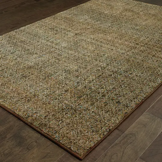Green And Gold Geometric Distressed Area Rug Photo 5