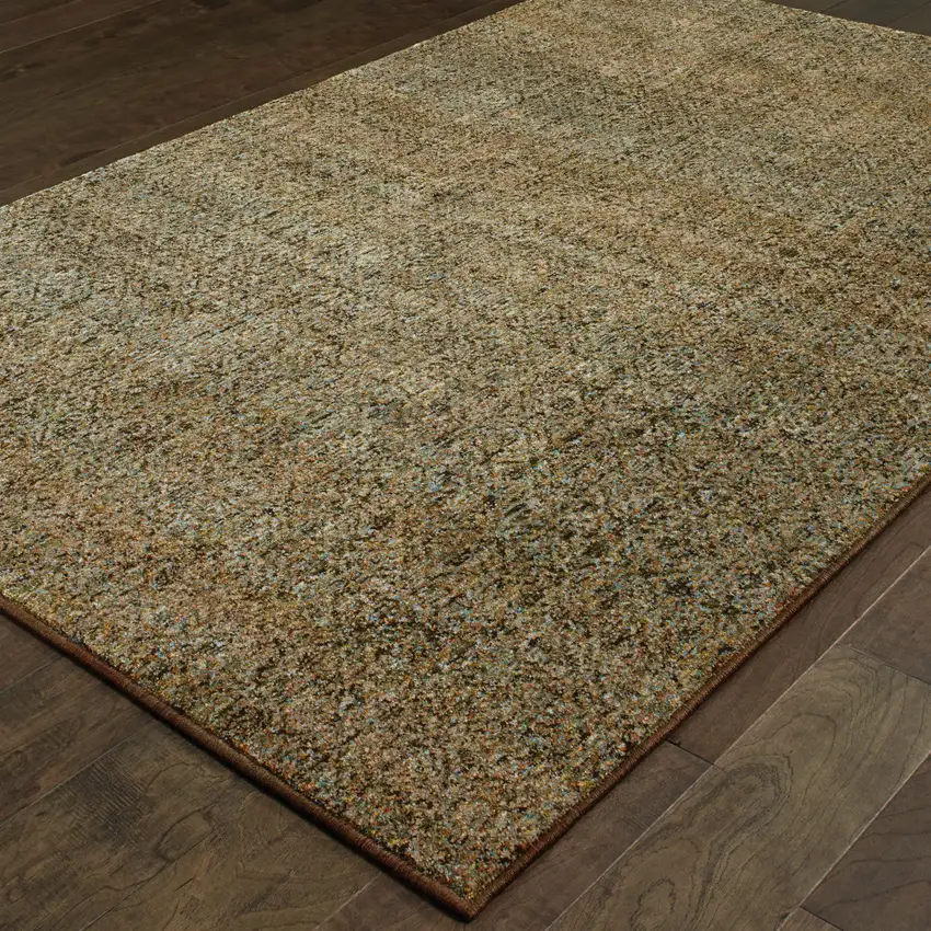Green And Gold Geometric Distressed Area Rug Photo 5