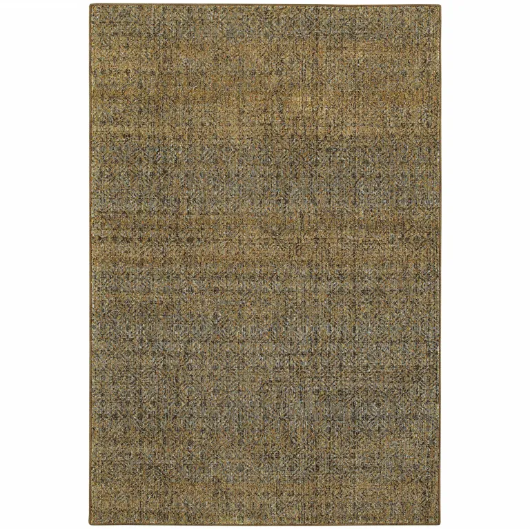 Brown Gold Rust Blue And Green Geometric Power Loom Stain Resistant Area Rug Photo 2