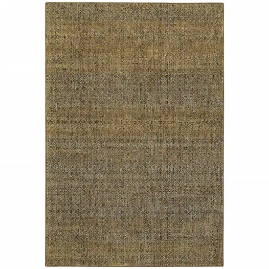 Green And Gold Geometric Distressed Area Rug Photo 2