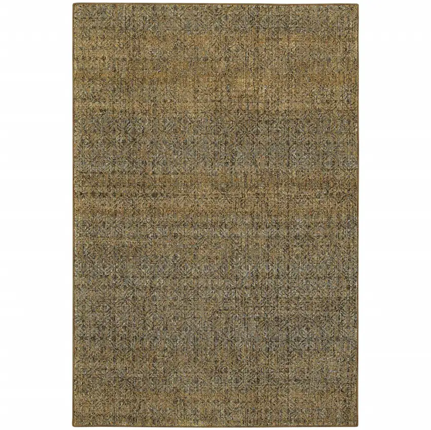 Green And Gold Geometric Distressed Area Rug Photo 2