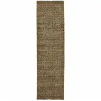 Photo of Brown Gold Rust Blue And Green Geometric Power Loom Stain Resistant Runner Rug