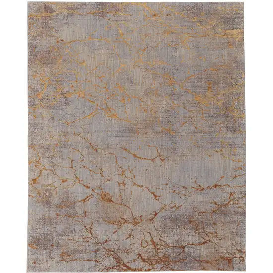 Brown Gold and Gray Abstract Power Loom Area Rug Photo 5
