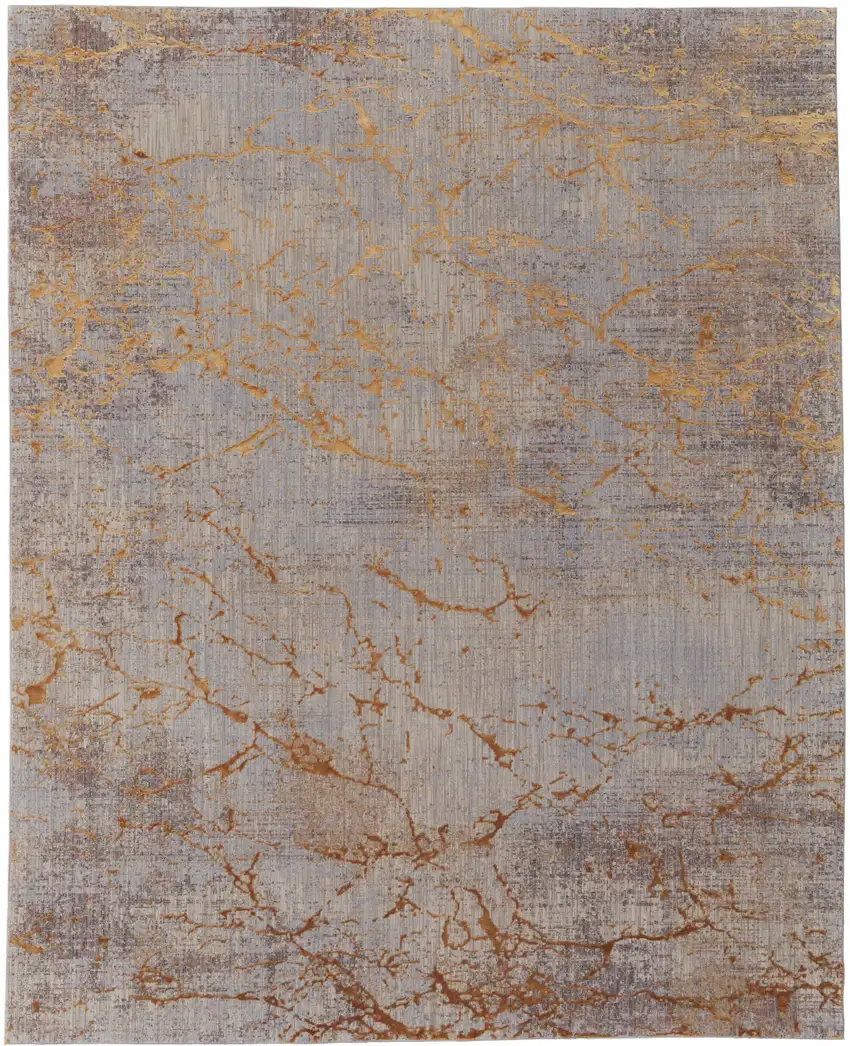 Brown Gold and Gray Abstract Power Loom Area Rug Photo 5