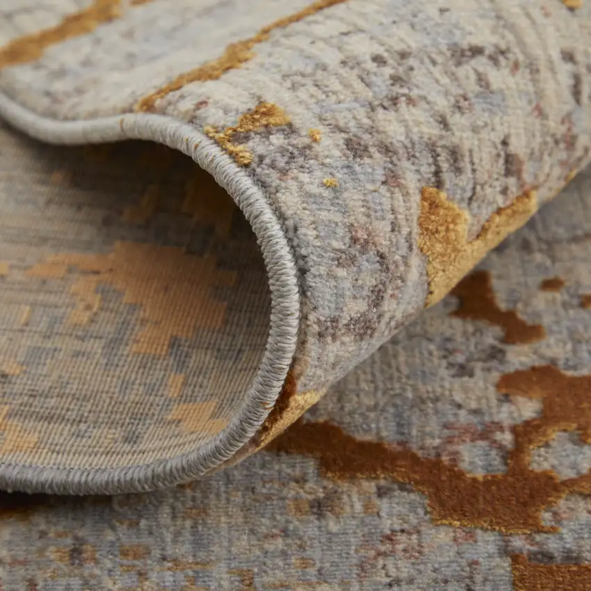 Brown Gold and Gray Abstract Power Loom Area Rug Photo 8