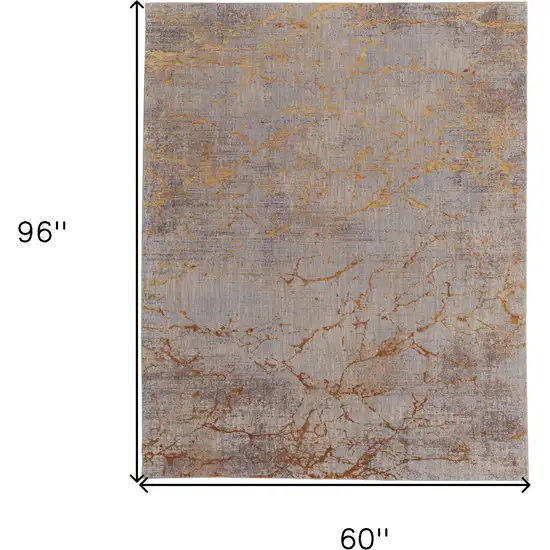 Brown Gold and Gray Abstract Power Loom Area Rug Photo 3