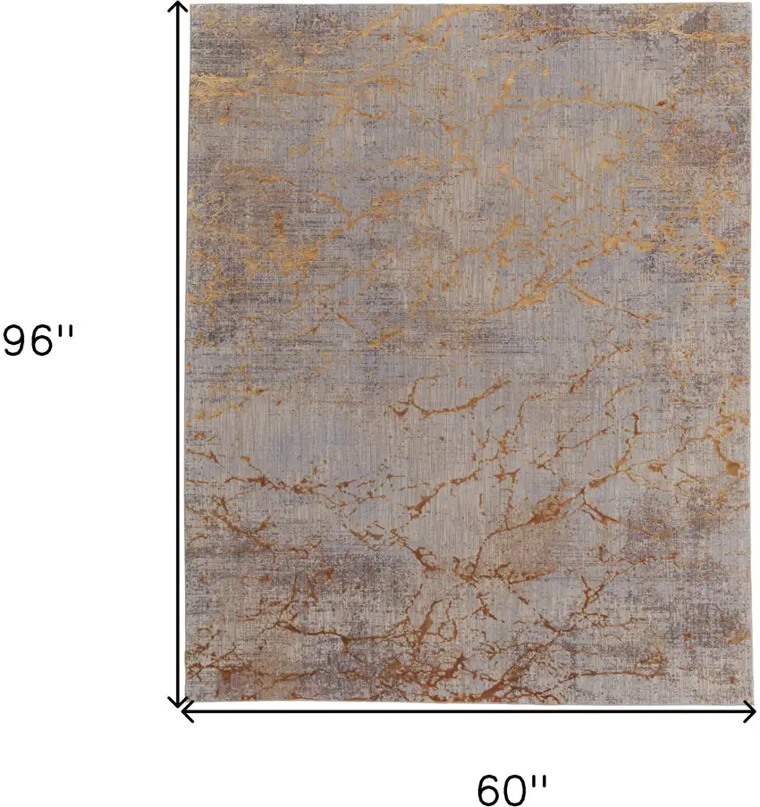 Brown Gold and Gray Abstract Power Loom Area Rug Photo 3