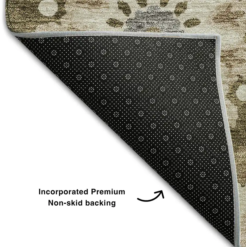 Brown Gray And Beige Medallion Washable Area Rug With UV Protection Photo 7