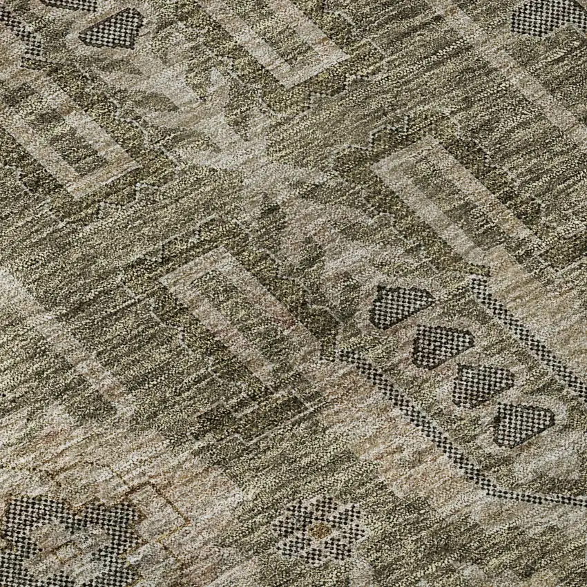 Brown Gray And Beige Oriental Washable Area Rug With UV Protection Photo 9