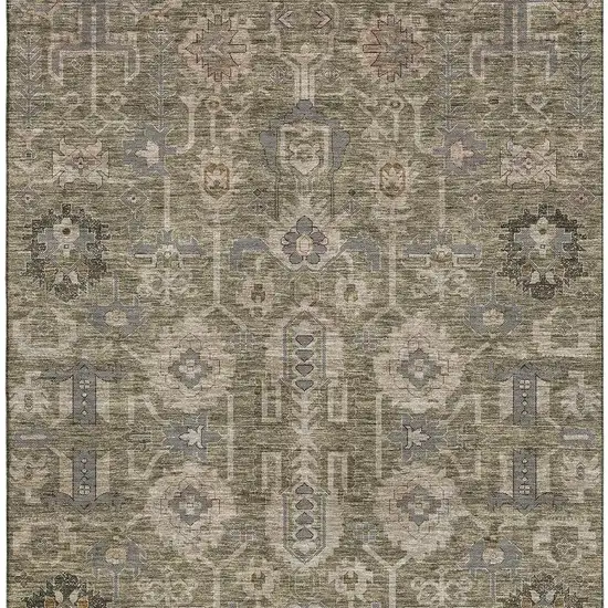 Brown Gray And Beige Oriental Washable Area Rug With UV Protection Photo 3