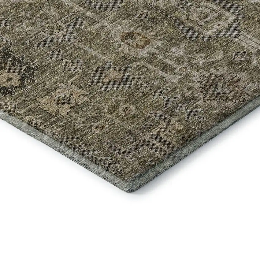 Brown Gray And Beige Oriental Washable Area Rug With UV Protection Photo 7