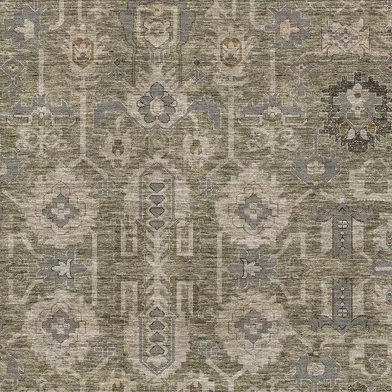 Brown Gray And Beige Oriental Washable Area Rug With UV Protection Photo 4
