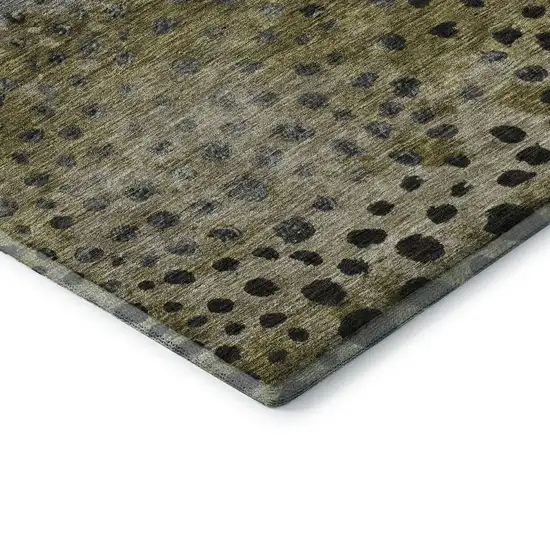 Brown Gray And Beige Polka Dot Washable Area Rug With UV Protection Photo 8