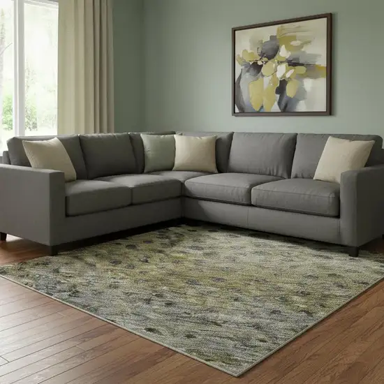 Brown Gray And Beige Polka Dot Washable Area Rug With UV Protection Photo 2