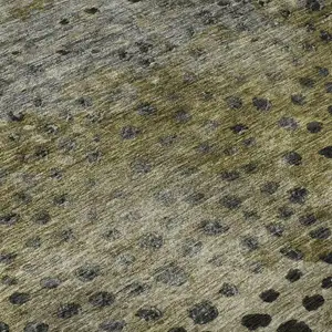 Photo of Brown Gray And Beige Polka Dot Washable Area Rug With UV Protection