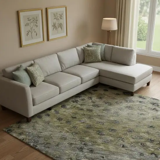 Brown Gray And Beige Polka Dot Washable Area Rug With UV Protection Photo 2