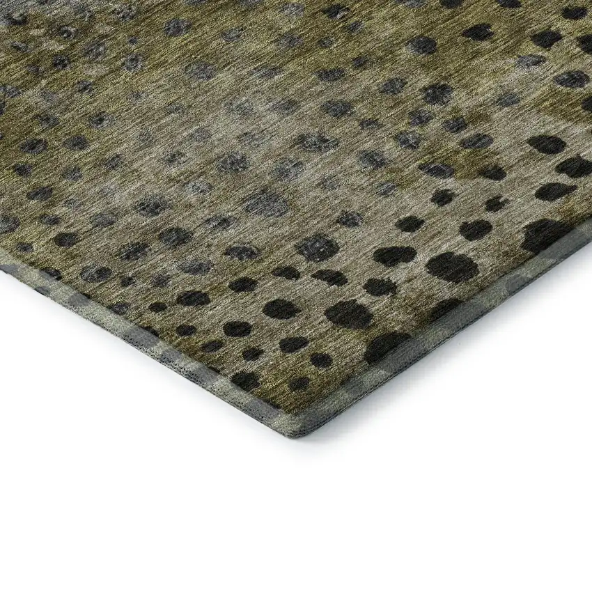Brown Gray And Beige Polka Dot Washable Area Rug With UV Protection Photo 7